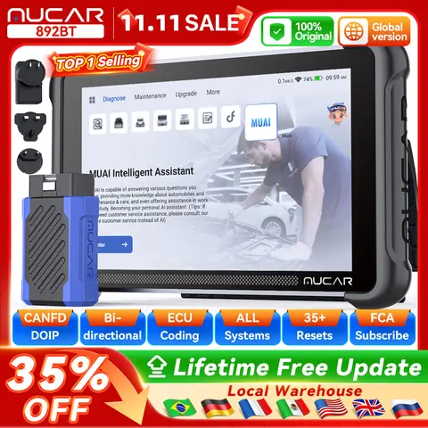 MUCAR 892BT ECU Codificação Bidirecional Vida Atualização Gratuita Ferramenta Profissional de Diagnóstico de Carro CANFD DOIP 34 Redefine Sistemas Completos Diagnostica Obd2 Scanner