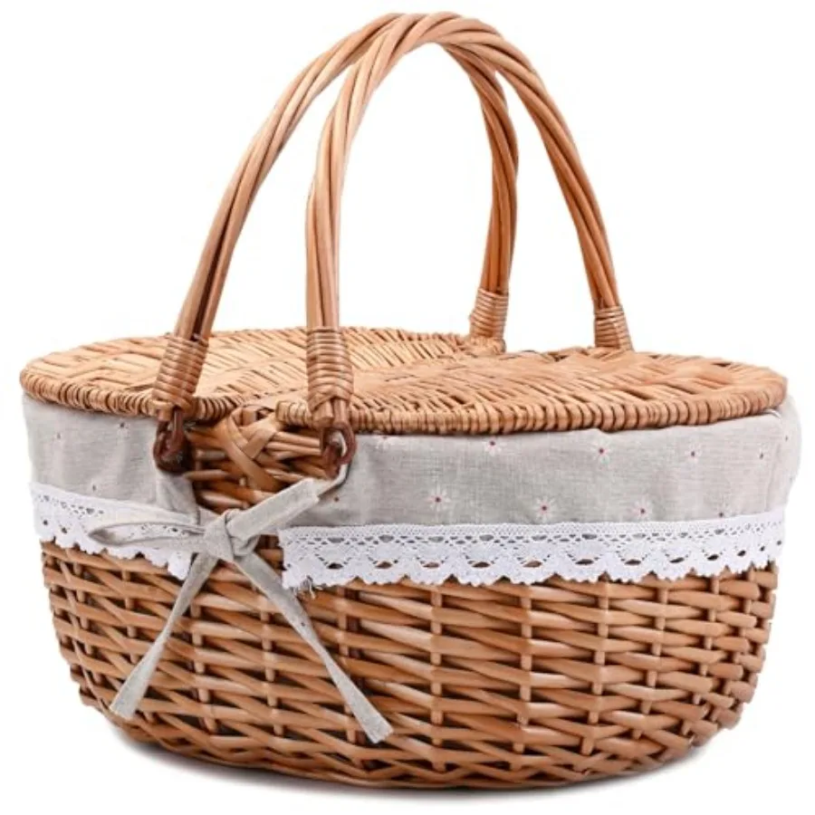 Wicker Picnic Basket with Lid and Handle Sturdy Woven Body with Washable Lining
Wicker Picnic Basket with Lid and Handle Sturdy Woven Body with Washable Lining
