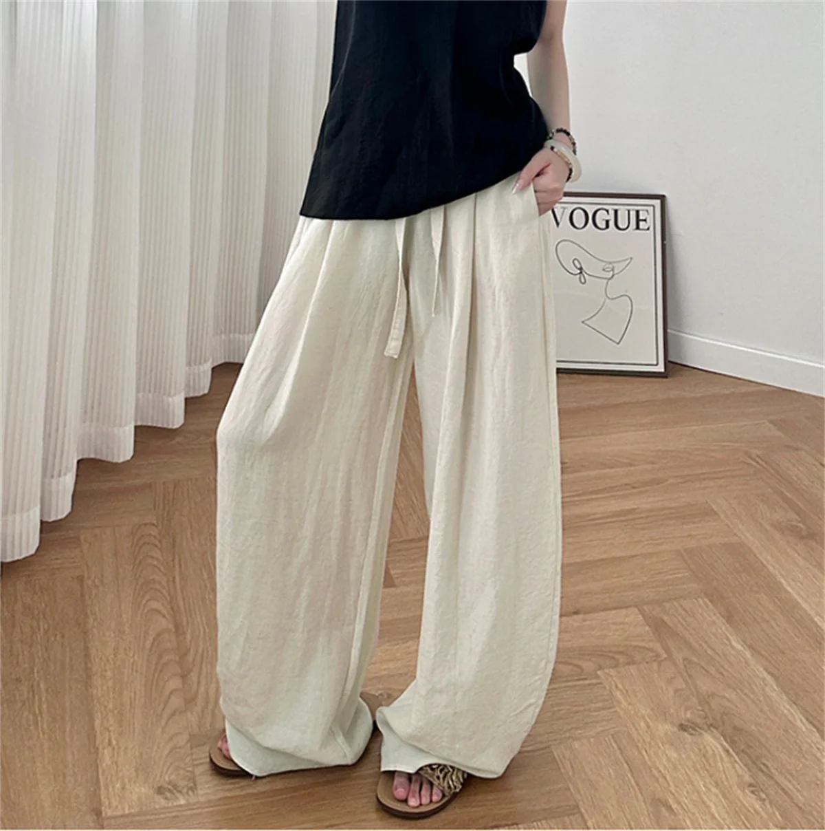 Women Straight Wide Leg Pant Elastic Waist Solid Summer Casual New In Trousers Korean Lazy Chic Pants Lady Casual Streetwear
Women Straight Wide Leg Pant Elastic Waist Solid Summer Casual New In Trousers Korean Lazy Chic Pants Lady Casual Streetwear