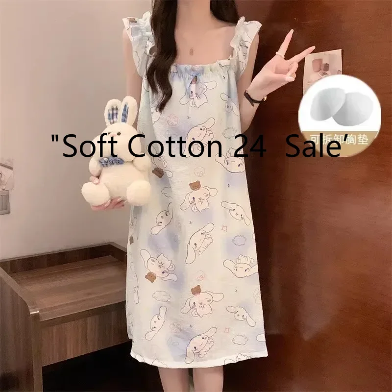 pure cotton with chest pad suspender nightdress, summer new cartoon nightdress, Yugui dog loungewear, Sanrio pajamas
pure cotton with chest pad suspender nightdress, summer new cartoon nightdress, Yugui dog loungewear, Sanrio pajamas