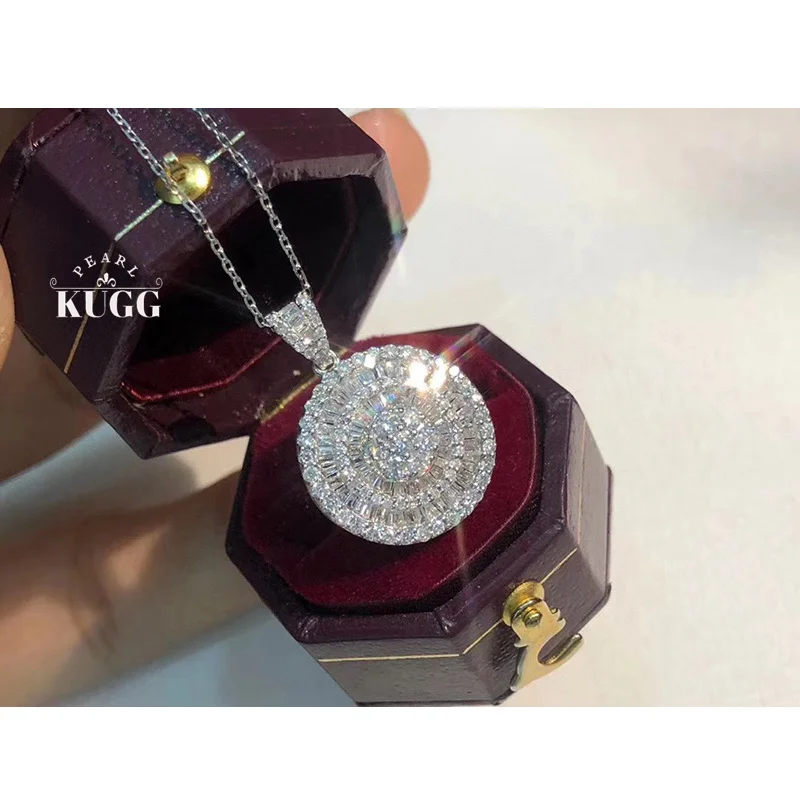 KUGG 100% 18K White Gold Necklace Luxury Round Shape 0.80carat Real Natural Diamond Pendant Necklace for Women Wedding Jewelry
KUGG 100% 18K White Gold Necklace Luxury Round Shape 0.80carat Real Natural Diamond Pendant Necklace for Women Wedding Jewelry