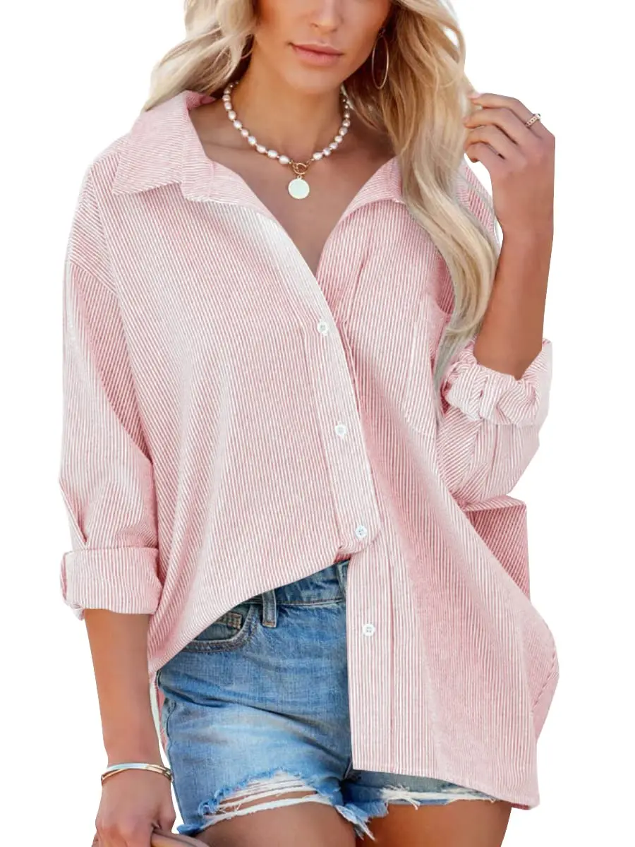 Women's Button Down Shirts 2025 Business Casual Striped Long Sleeve Blouse Spring Collared Office Work Tops
Women's Button Down Shirts 2025 Business Casual Striped Long Sleeve Blouse Spring Collared Office Work Tops