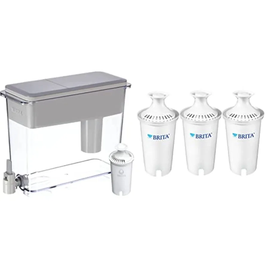 XL Water Filter Dispenser for Tap and Drinking Water with 4 Standard Filters, Lasts 2 Months Each, 27-Cup Capacity, BPA Free, G
XL Water Filter Dispenser for Tap and Drinking Water with 4 Standard Filters, Lasts 2 Months Each, 27-Cup Capacity, BPA Free, G