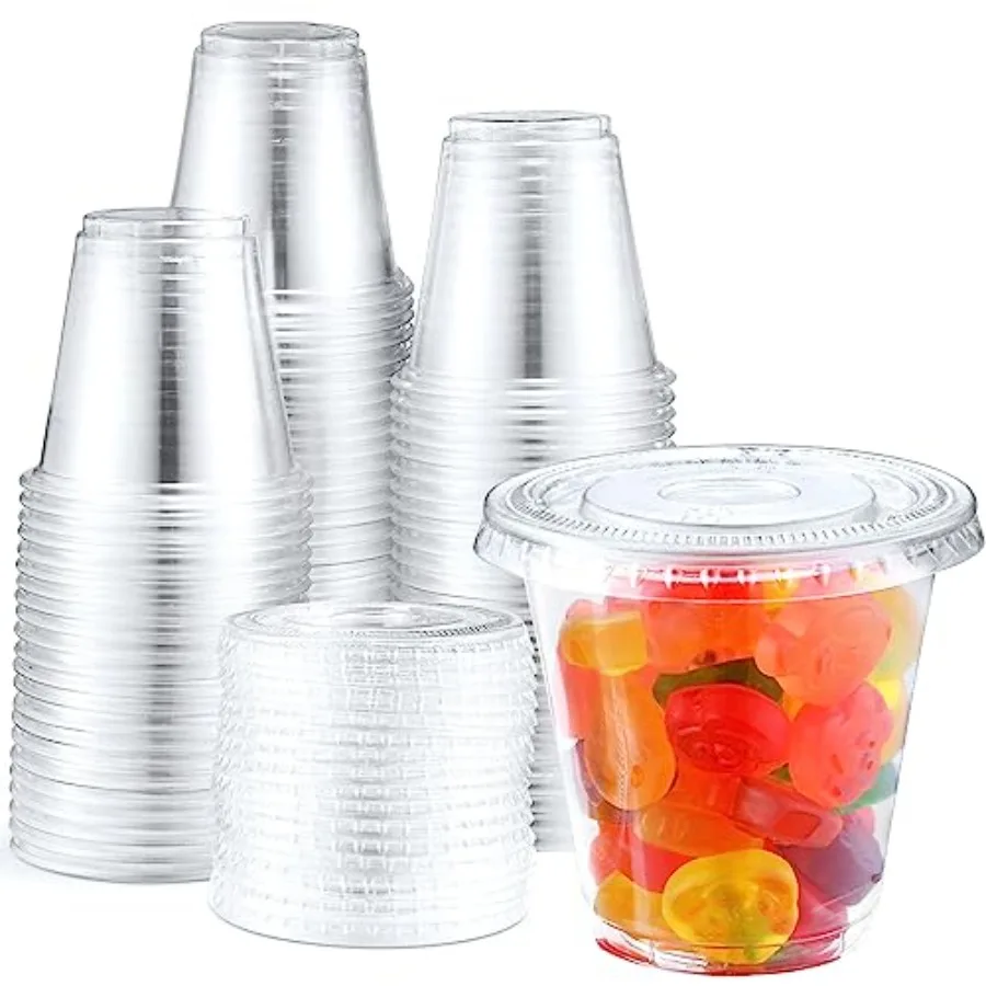 5 oz Disposable Plastic Portion Cups with Lids 200 Sets, Jello Shot Cups, Souffle Cups, Condiment Cups, Fruit Cups with Lid
5 oz Disposable Plastic Portion Cups with Lids 200 Sets, Jello Shot Cups, Souffle Cups, Condiment Cups, Fruit Cups with Lid