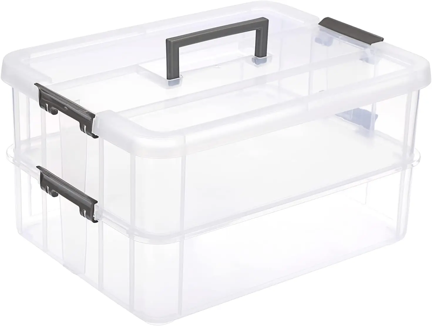 2-Tier Stackable Storage Box with Handle, Clear Plastic Latching Bin for Office & School Supplies
2-Tier Stackable Storage Box with Handle, Clear Plastic Latching Bin for Office & School Supplies