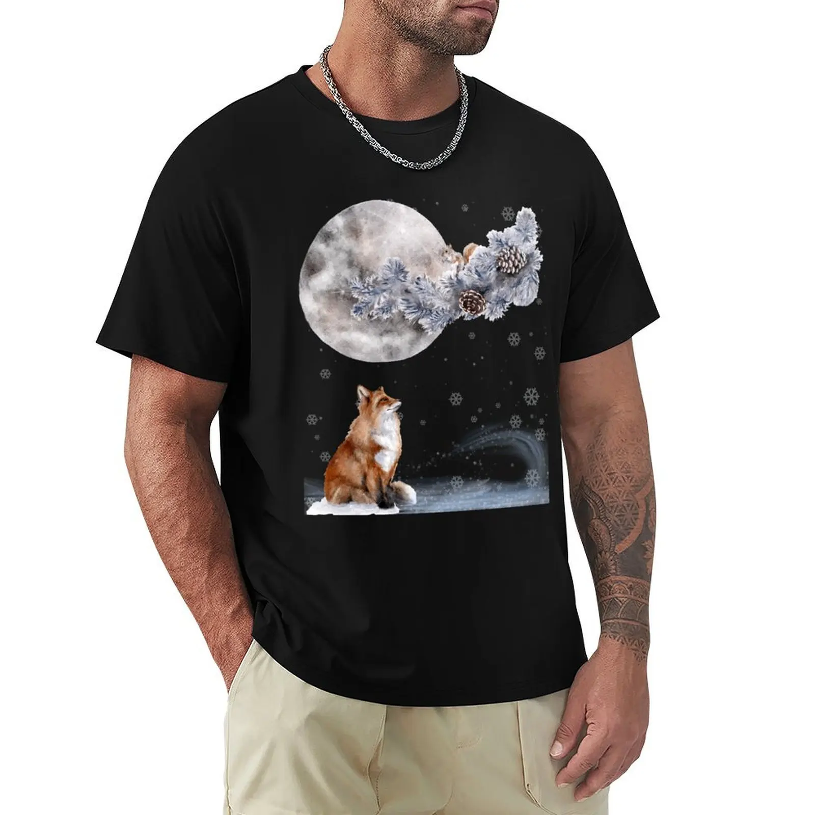 Winter Animals Fox and Squirrel Stand In the Moonlight T-Shirt cotton graphic tees Short sleeve tee T-shirts for men cotton
Winter Animals Fox and Squirrel Stand In the Moonlight T-Shirt cotton graphic tees Short sleeve tee T-shirts for men cotton