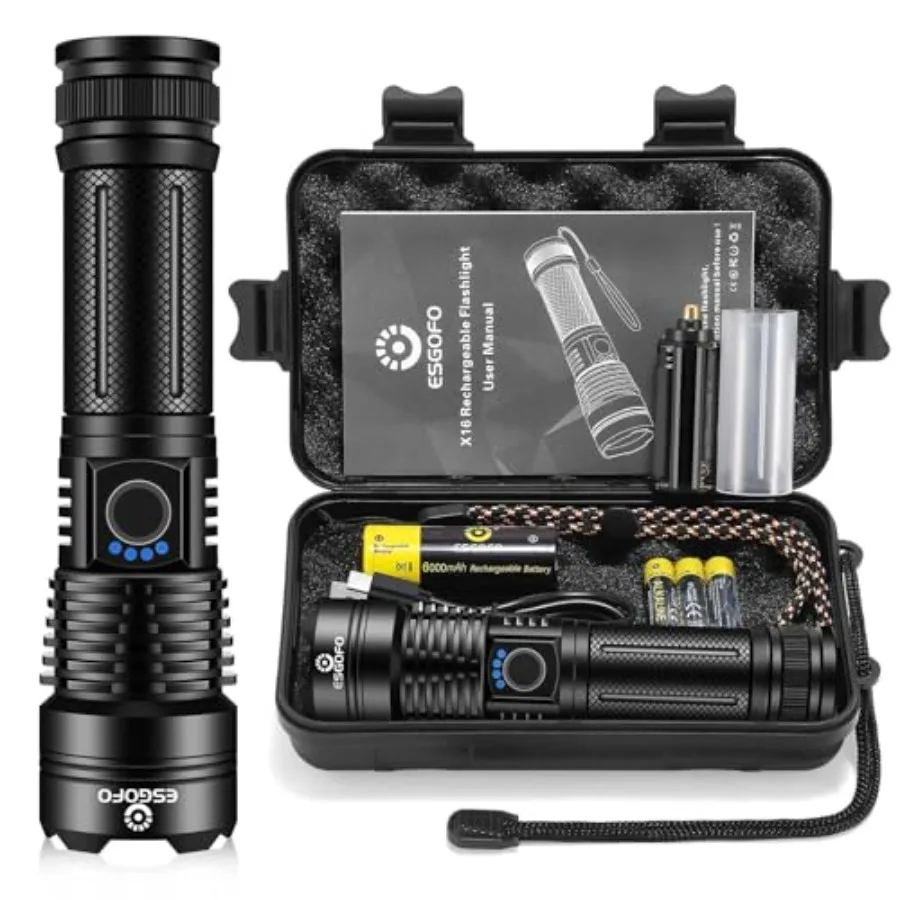 Flashlights High Lumens 100000 Rechargeable, Super Bright Handheld LED Flash Light, Powerful Emergency Linternas, Waterproof, L
Flashlights High Lumens 100000 Rechargeable, Super Bright Handheld LED Flash Light, Powerful Emergency Linternas, Waterproof, L