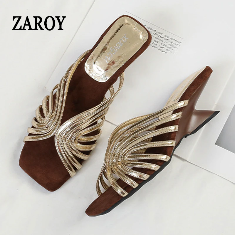 ZAROY Thin Strip Women Slippers Mules Summer Open Toe Wedge High Heels Slides Brand Designer Slides Narrow Band Hollow Sandals
ZAROY Thin Strip Women Slippers Mules Summer Open Toe Wedge High Heels Slides Brand Designer Slides Narrow Band Hollow Sandals