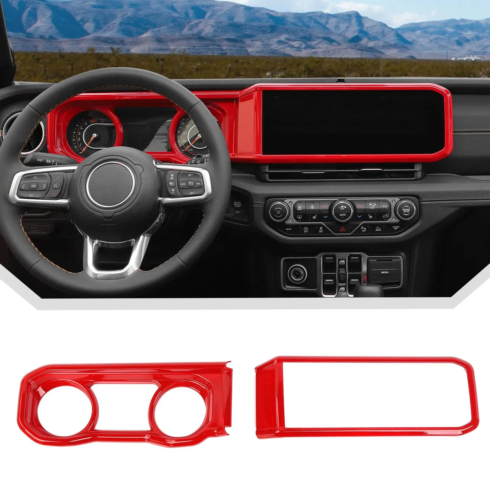 Red ABS Dashboard Trim For 2024-2026 JL Gladiator JT Instrument Cluster And Center Display Frame Decor
Red ABS Dashboard Trim For 2024-2026 JL Gladiator JT Instrument Cluster And Center Display Frame Decor