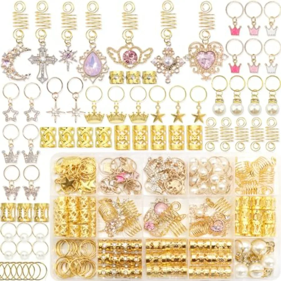 156Pcs Pink Crystal Loc Dreadlocks Jewelry Gold Hair Jewelry for Braids Multi Shape Crown Pearls Hair Decoration Hair Coils Rin
156Pcs Pink Crystal Loc Dreadlocks Jewelry Gold Hair Jewelry for Braids Multi Shape Crown Pearls Hair Decoration Hair Coils Rin