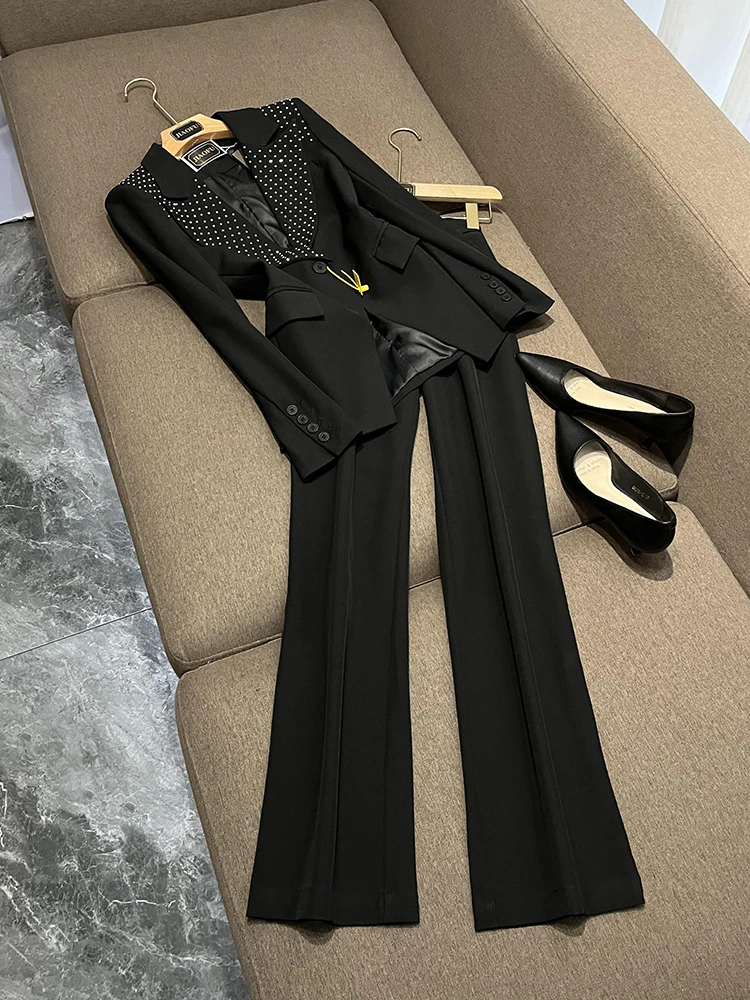 Ele Diamond Embellied Suit Set Women's ature Profional Clothing Godd Sle Two-Piece Set High-End Feeling
Ele Diamond Embellied Suit Set Women's ature Profional Clothing Godd Sle Two-Piece Set High-End Feeling