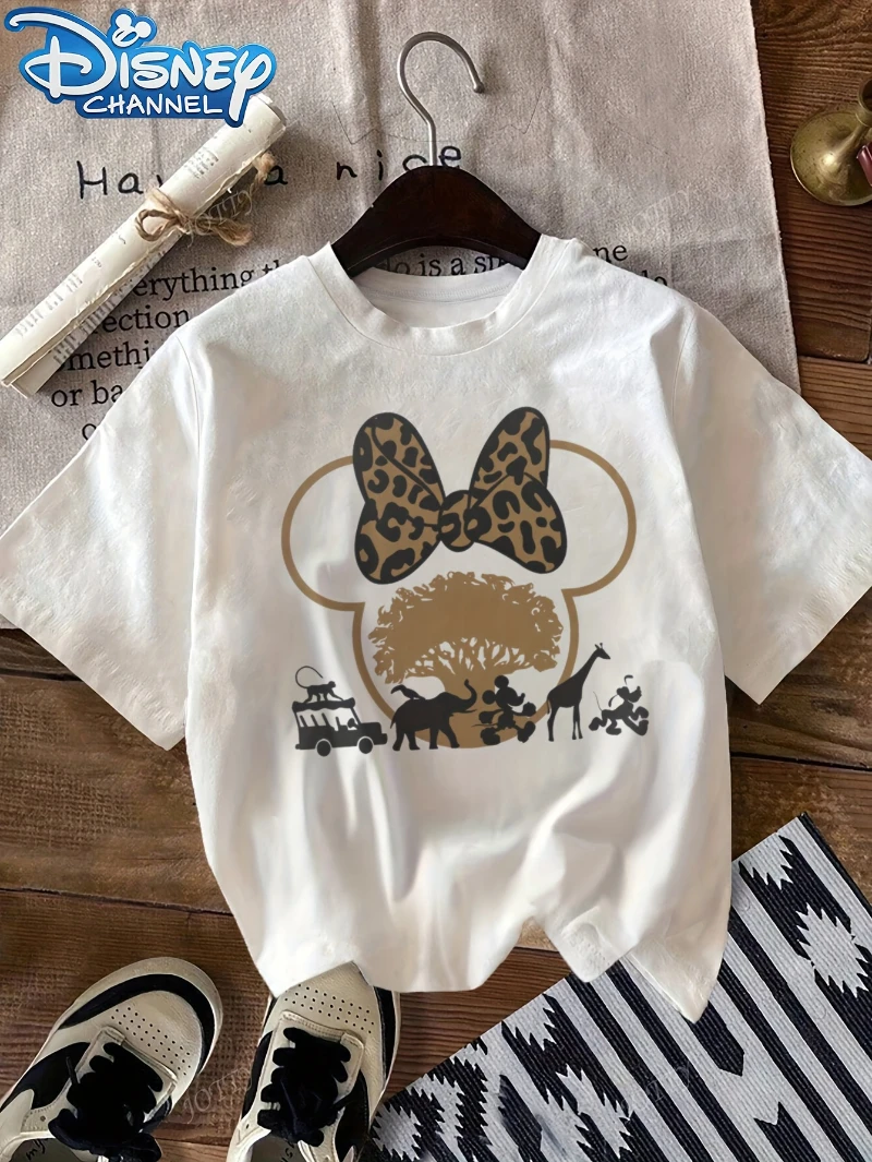 Disney Women's Cute Cartoon T-shirt - Minnie Mouse Wild Animal Printed Jungle Pattern Short Sleeve Spring/Summer Casual Top
Disney Women's Cute Cartoon T-shirt - Minnie Mouse Wild Animal Printed Jungle Pattern Short Sleeve Spring/Summer Casual Top