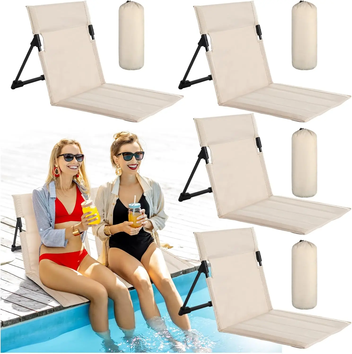 4 Pack Foldable Poolside Chairs Portable Beach Chair Folding Seat with Carry Bag for Adults Camping Picnic Lawn
4 Pack Foldable Poolside Chairs Portable Beach Chair Folding Seat with Carry Bag for Adults Camping Picnic Lawn
