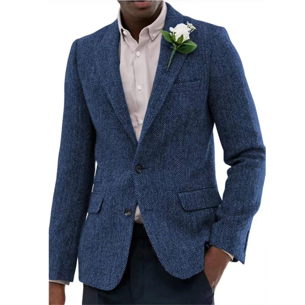Herringbone Men's Jacket Single Breasted Elegant Casual Slim Stage Suit Jackets Suite for Man New in Suits Blazers Male Coat 
Herringbone Men's Jacket Single Breasted Elegant Casual Slim Stage Suit Jackets Suite for Man New in Suits Blazers Male Coat