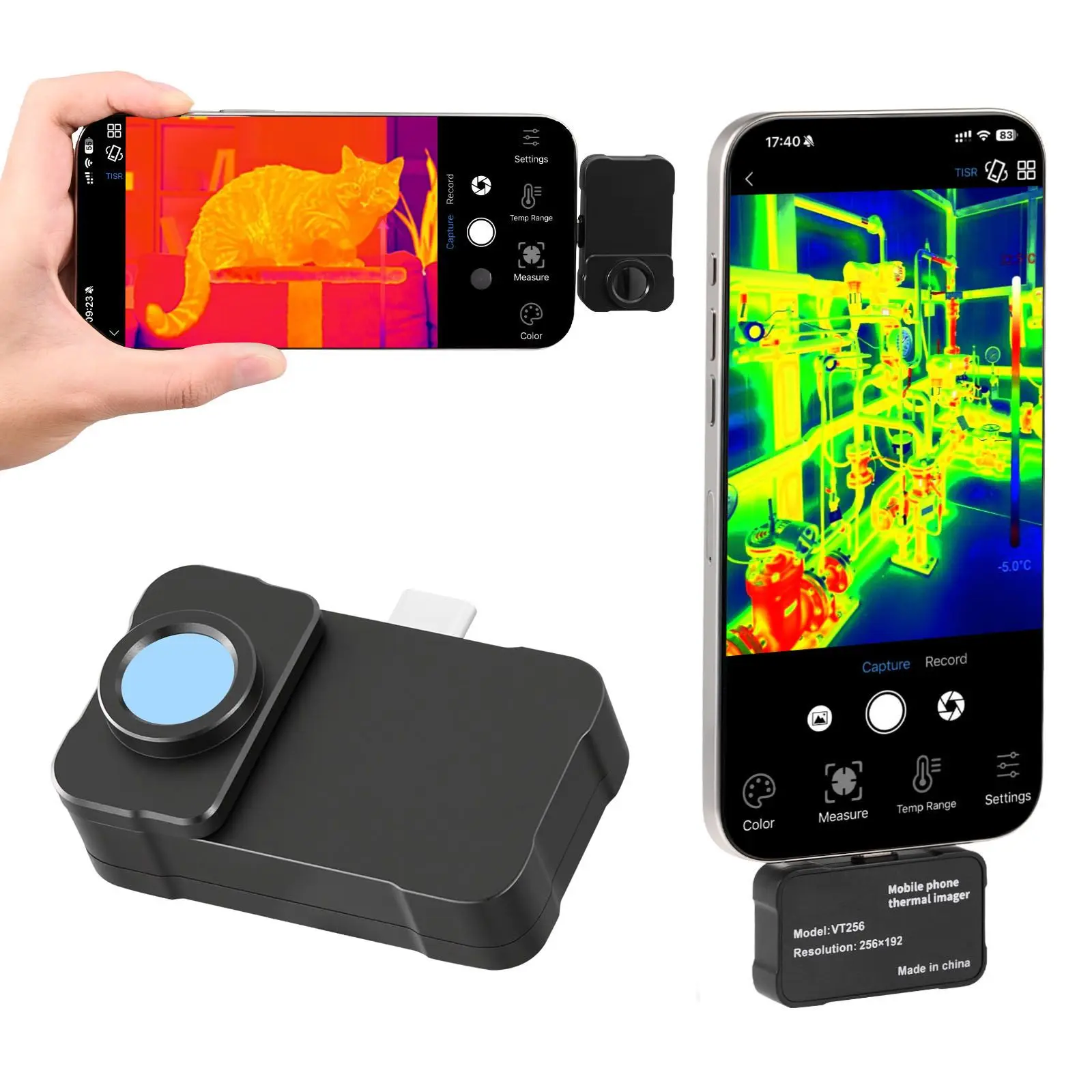 Thermal Imaging Camera for Android & iOS, 512 x 384 Super Resolution with Macro Lens, 25HZ Refresh Rate Infrared Thermal Imager for Smartphones Tablets, 256 x 192 IR Resolution, -4°F to 1022°F
Thermal Imaging Camera for Android & iOS, 512 x 384 Super Resolution with Macro Lens, 25HZ Refresh Rate Infrared Thermal Imager for Smartphones Tablets, 256 x 192 IR Resolution, -4°F to 1022°F