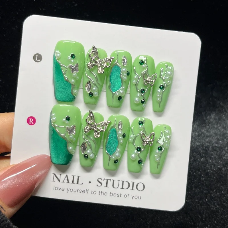 10 шт. сверкающий зеленый кристалл ручной работы «кошачий глаз» пресс для ногтей 3D серебряный бабочка жемчуг средний гроб накладные ногти сладкий маникюр
10 шт. сверкающий зеленый кристалл ручной работы «кошачий глаз» пресс для ногтей 3D серебряный бабочка жемчуг средний гроб накладные ногти сладкий маникюр