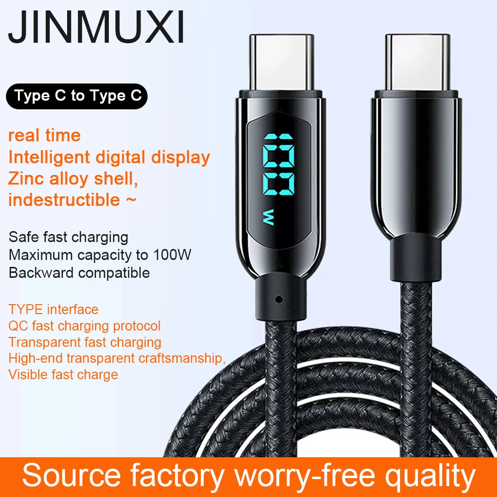JINMUXI LED Display PD USB C To Type C Cable Fast Charging Cable For Samsung Phone Data Cord For Xiaomi Redmi Huawei Honor OPPO
JINMUXI LED Display PD USB C To Type C Cable Fast Charging Cable For Samsung Phone Data Cord For Xiaomi Redmi Huawei Honor OPPO