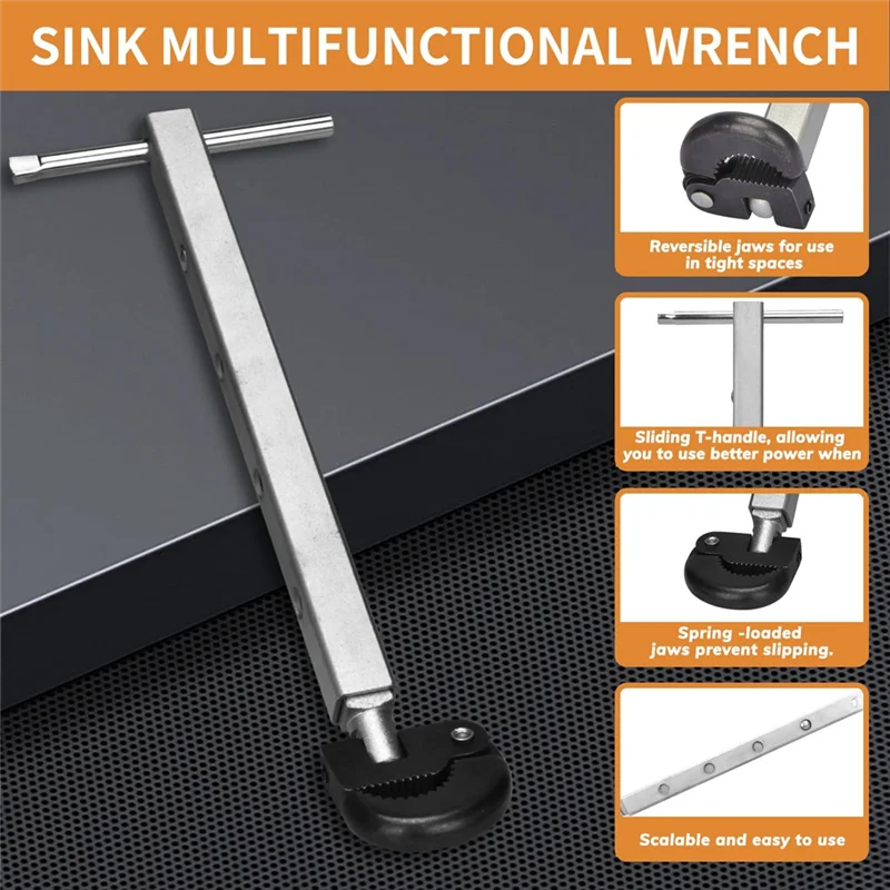 AB47-Telescoping Basin Wrench Adjustable 3/8In To 1-1/4In Jaw Capacity,Sink Wrench For Tub Drain Plumber Wrenches Tool Easy Inst
AB47-Telescoping Basin Wrench Adjustable 3/8In To 1-1/4In Jaw Capacity,Sink Wrench For Tub Drain Plumber Wrenches Tool Easy Inst