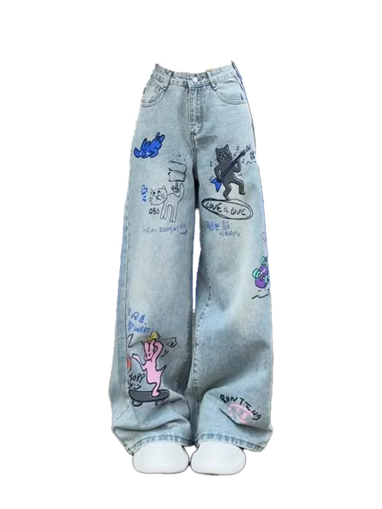 Women's Blue Graffiti Jeans Cargo Baggy Y2K Japanese Harajuku Streetwear 2000s Style Loose Wide Leg Jeans Pants Clothing 2025
Women's Blue Graffiti Jeans Cargo Baggy Y2K Japanese Harajuku Streetwear 2000s Style Loose Wide Leg Jeans Pants Clothing 2025