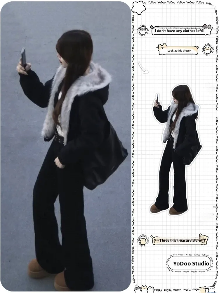 Retro American Black Fur Collar Hooded Cotton Jacket Women's Winter Simple Fluffy Loose Short Cotton Clothes Polyester Fiber ...
Retro American Black Fur Collar Hooded Cotton Jacket Women's Winter Simple Fluffy Loose Short Cotton Clothes Polyester Fiber ...