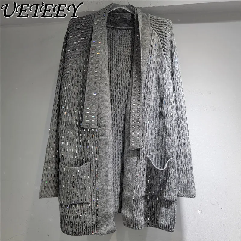 Loose Knitted Cardigan for Women Autumn Winter New Heavy Industry Ironing Large Diamonds Medium and Long Thick Coat Tide Sweater
Loose Knitted Cardigan for Women Autumn Winter New Heavy Industry Ironing Large Diamonds Medium and Long Thick Coat Tide Sweater