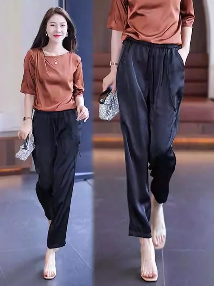Ice Silk Drapey Harlan Pants Thin Loose Fit Summer Casual High Waist Nine Points Women's Pants Straight Leg Cool Feeling
Ice Silk Drapey Harlan Pants Thin Loose Fit Summer Casual High Waist Nine Points Women's Pants Straight Leg Cool Feeling