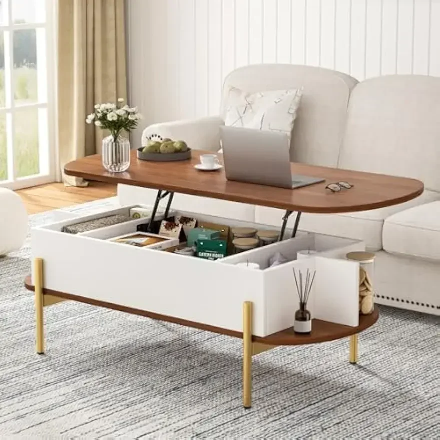 48" Oval Lift Top Coffee Table with Storage Metal Legs & Large Hidden Compartment, Coffee Table with Lifting Top with Open Shelf
48" Oval Lift Top Coffee Table with Storage Metal Legs & Large Hidden Compartment, Coffee Table with Lifting Top with Open Shelf
