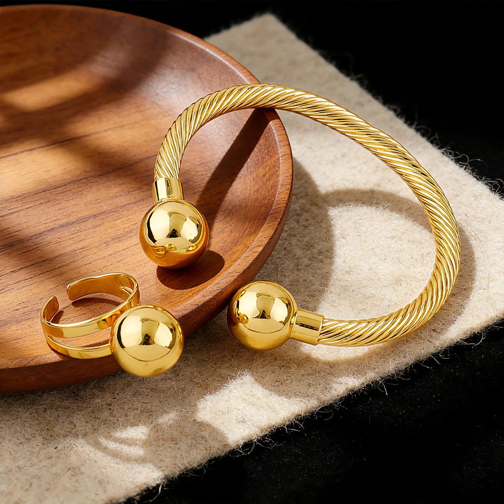 Gold Color Stainless Steel Elegant Simple Round Ball Beads Pendant Necklace and Earrings Set Waterproof Trendy Jewelry Gift
Gold Color Stainless Steel Elegant Simple Round Ball Beads Pendant Necklace and Earrings Set Waterproof Trendy Jewelry Gift