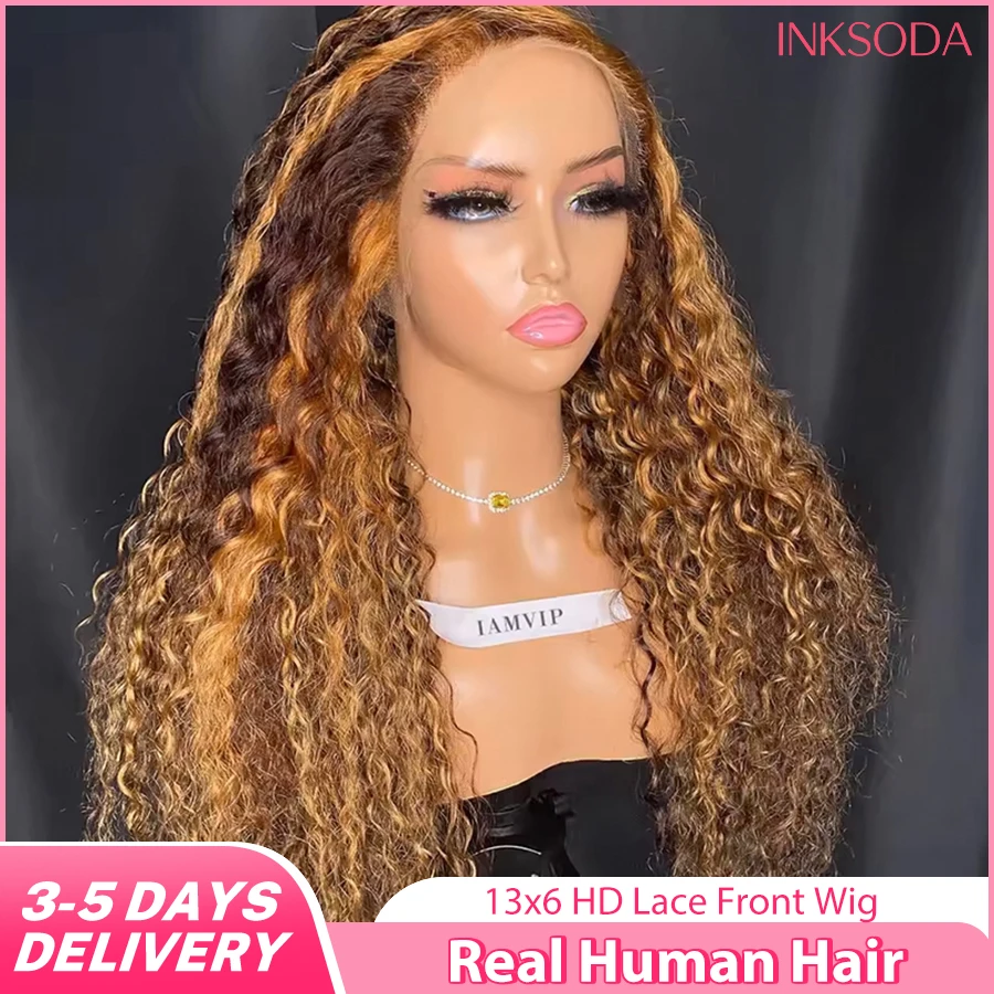 Ombre Brown Blonde 220 Density Highlight Curly Wig Deep Wave 13x6 HD Lace Frontal Human Hair Wig Women Colored Hair Extensions
Ombre Brown Blonde 220 Density Highlight Curly Wig Deep Wave 13x6 HD Lace Frontal Human Hair Wig Women Colored Hair Extensions