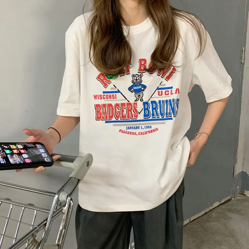 Летняя футболка из чистого хлопка f Sve, женская футболка с забавным принтом, свободный крой, круглый повседневный топ средней длины
Летняя футболка из чистого хлопка f Sve, женская футболка с забавным принтом, свободный крой, круглый повседневный топ средней длины