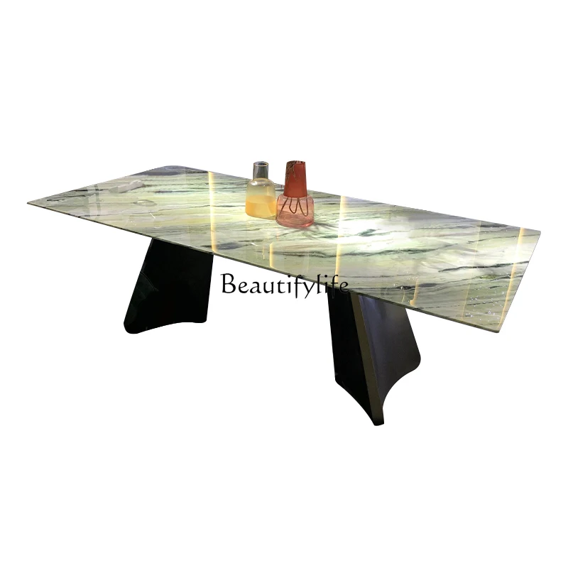 Yunzhong jadeite natural marble dining table light luxury household high-end rectangular luxury stone dining table
Yunzhong jadeite natural marble dining table light luxury household high-end rectangular luxury stone dining table