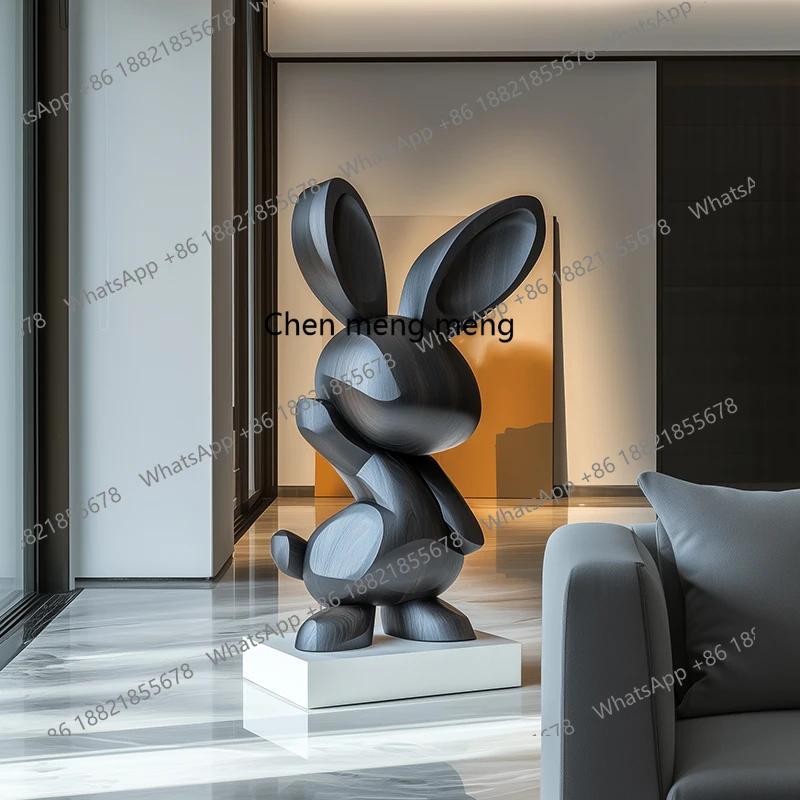 Hotel lobby rabbit solid wood sculpture ornament large floor decoration art installation
Hotel lobby rabbit solid wood sculpture ornament large floor decoration art installation