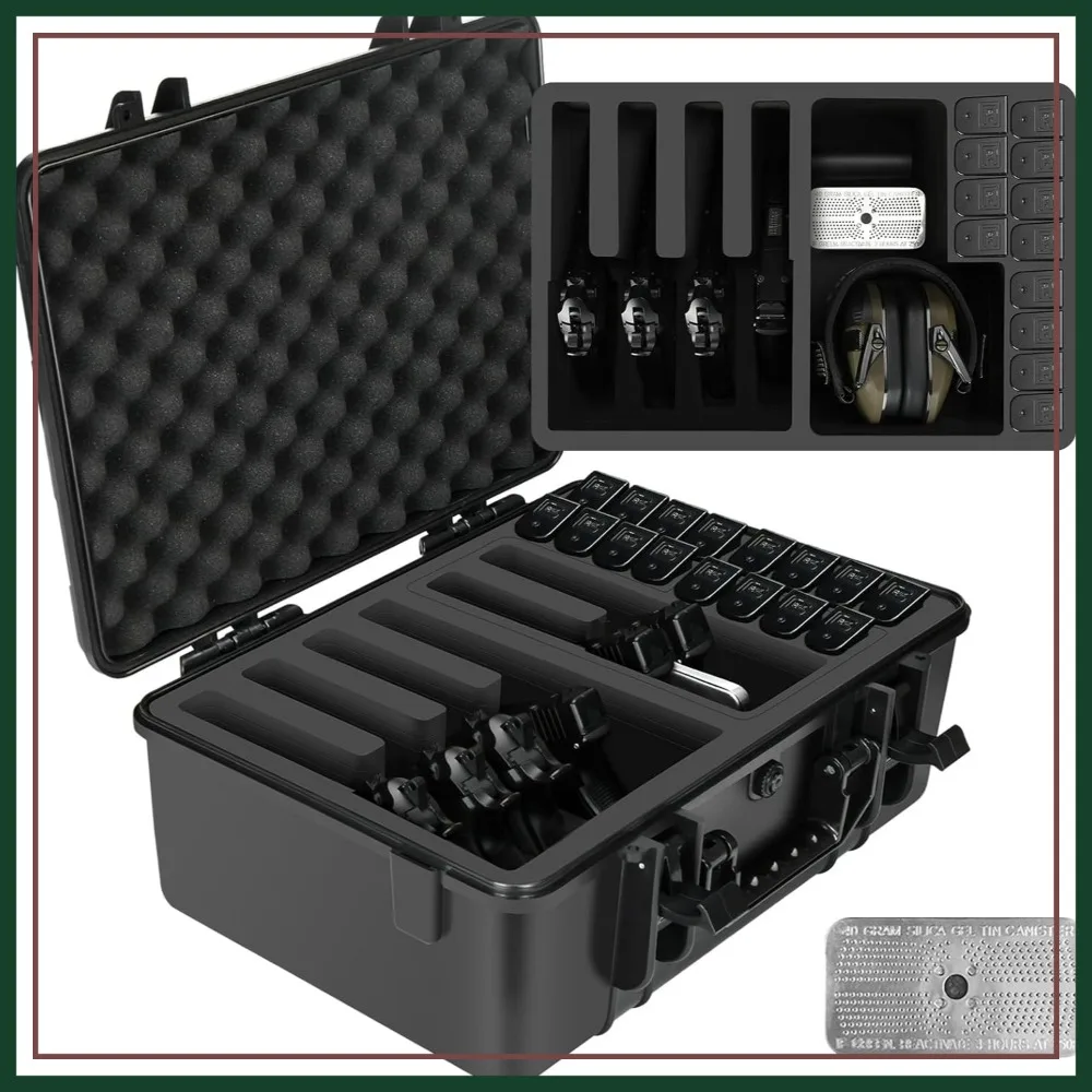 Multi Handgun Pistol Case - Holds 4+ Guns & Magazines, Pre-cut Foam, Waterproof Hard Shell
Multi Handgun Pistol Case - Holds 4+ Guns & Magazines, Pre-cut Foam, Waterproof Hard Shell