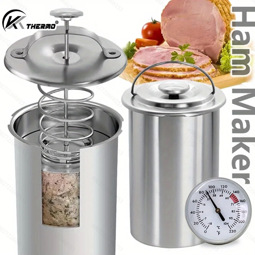 Steamed Meat Pot Stainless Steel Ham Press Maker Machine with Thermometer Steamed meat bucket Meat Poultry Kitchen Cooking Tools
Steamed Meat Pot Stainless Steel Ham Press Maker Machine with Thermometer Steamed meat bucket Meat Poultry Kitchen Cooking Tools