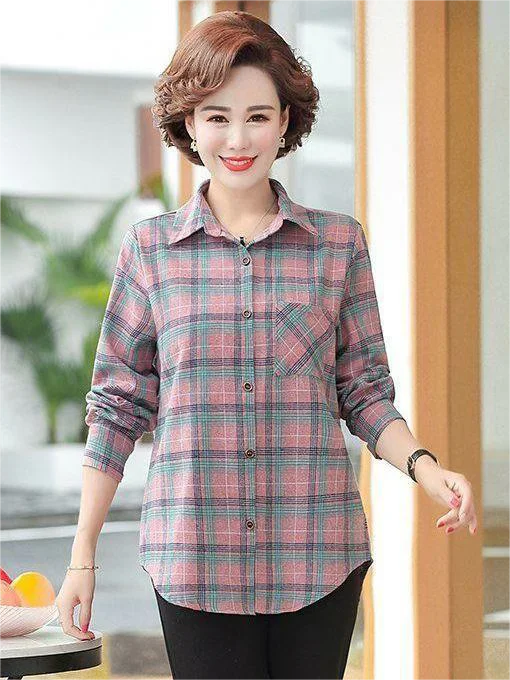 New Summer Plaid Cotton irt Women's plus Size Open Cardigan Top Coat Middle-Aged Mom Long Sve Cotton irt This Year
New Summer Plaid Cotton irt Women's plus Size Open Cardigan Top Coat Middle-Aged Mom Long Sve Cotton irt This Year