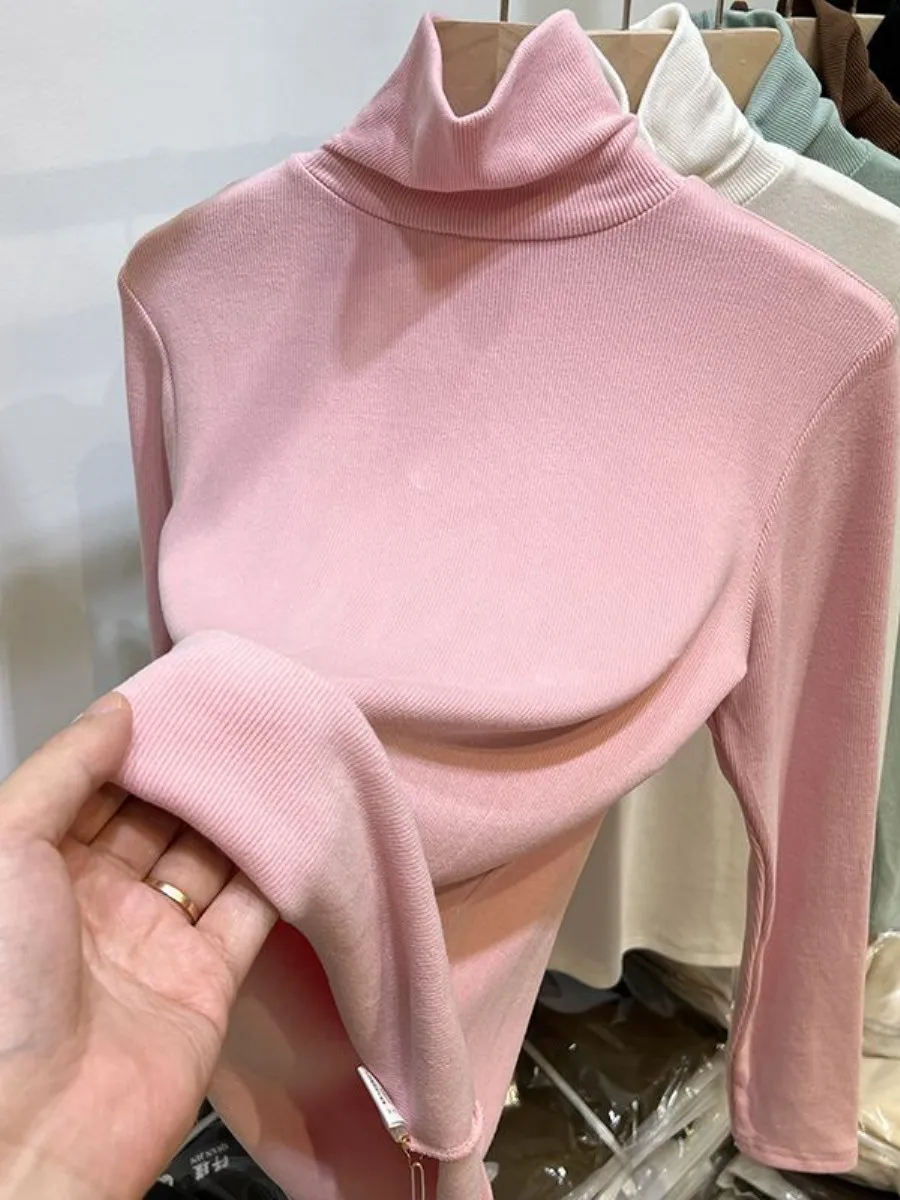 Elegant High Collar Fleece-lined Long Sleeve T-shirt Women's Autumn Winter New Style Soft Brushed Inner Wear Base Layer Parka
Elegant High Collar Fleece-lined Long Sleeve T-shirt Women's Autumn Winter New Style Soft Brushed Inner Wear Base Layer Parka
