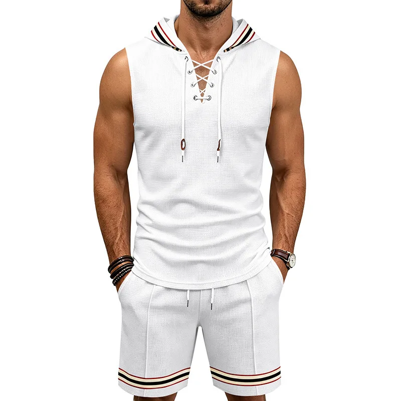 Men Summer Waffle Striped Hooded Sleeveless Vest Shorts Sport Two Piece Casual Set S-3XL
Men Summer Waffle Striped Hooded Sleeveless Vest Shorts Sport Two Piece Casual Set S-3XL