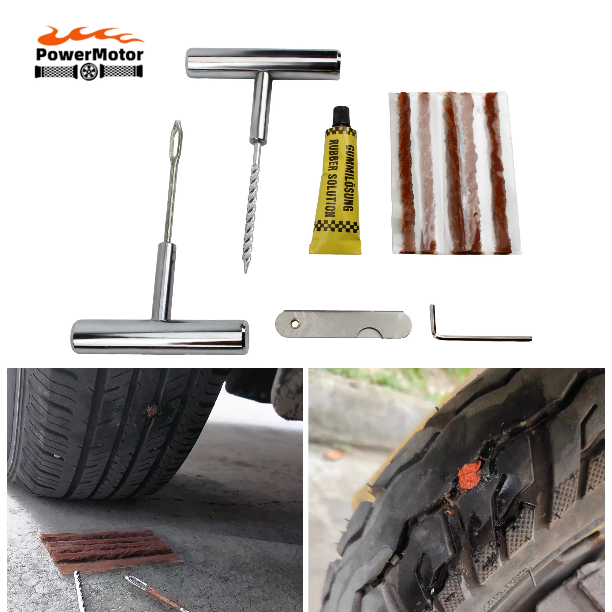 Motorcycle Tire Repair Kit With T-Handle Tools Heavy Duty Puncture Fix Set Dirt Pit Bike Rubber Strips Motocross Repair Parts
Motorcycle Tire Repair Kit With T-Handle Tools Heavy Duty Puncture Fix Set Dirt Pit Bike Rubber Strips Motocross Repair Parts