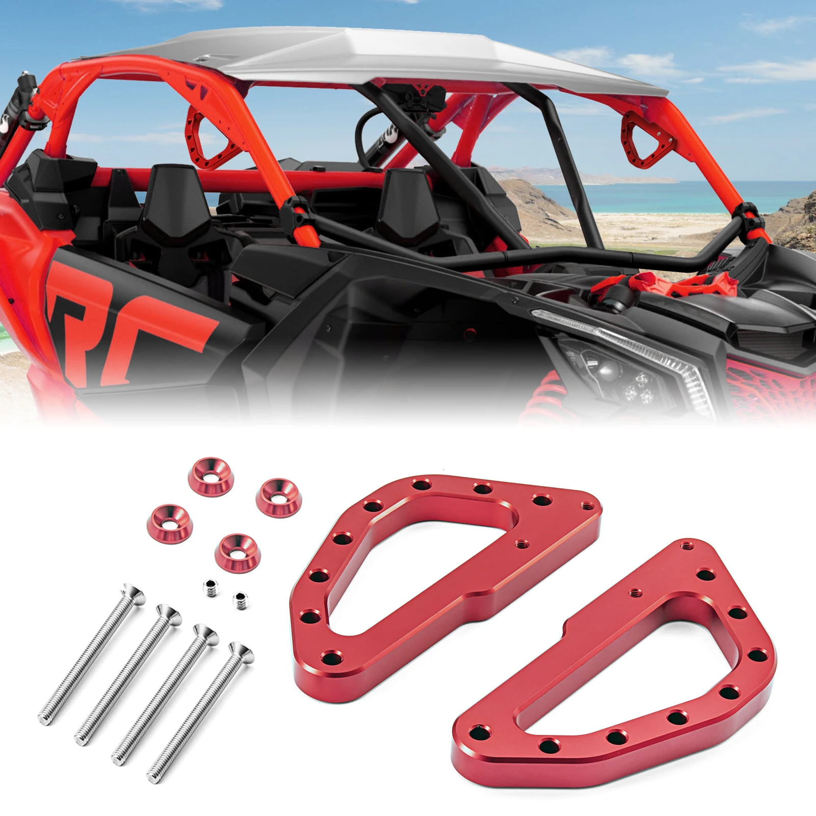 UTV A-pillar Roll Bar Grab Handle Hold Grip Комплект алюминиевых красных аксессуаров Can Am Maverick X3/Maverick X3 Max 2017-2024 гг.
UTV A-pillar Roll Bar Grab Handle Hold Grip Комплект алюминиевых красных аксессуаров Can Am Maverick X3/Maverick X3 Max 2017-2024 гг.