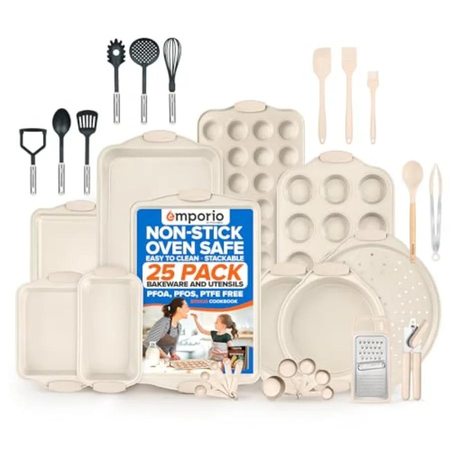 Baking Pan Set - Nonstick Coating, Carbon Steel Bakeware Set with Silicone Handle, PFOA, PFOS, PTFE Free, Recipe Booklet Includ
Baking Pan Set - Nonstick Coating, Carbon Steel Bakeware Set with Silicone Handle, PFOA, PFOS, PTFE Free, Recipe Booklet Includ