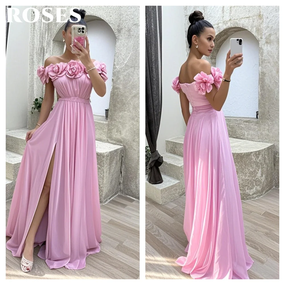ROSES Pink Party Dress Off The Shoulder Cut - out Waist Evening Dresses with Floral Ruffles and High Slit Prom Dress Customized
ROSES Pink Party Dress Off The Shoulder Cut - out Waist Evening Dresses with Floral Ruffles and High Slit Prom Dress Customized