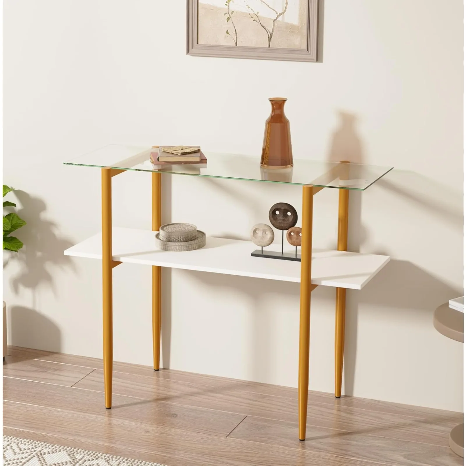 Glass Soa Table, -Century ern Entryway Table with Tempered Glass & n Legs, 2-Tier Behind Couch Table or Living Room Hallway Entr
Glass Soa Table, -Century ern Entryway Table with Tempered Glass & n Legs, 2-Tier Behind Couch Table or Living Room Hallway Entr