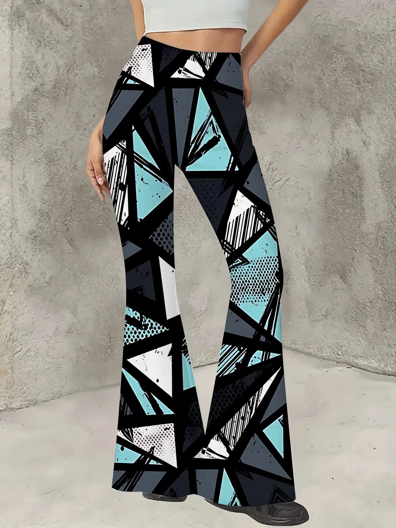 Retro Printed Flare Pants Women High Waist Polyester Knit Bell Bottom Trousers
Retro Printed Flare Pants Women High Waist Polyester Knit Bell Bottom Trousers