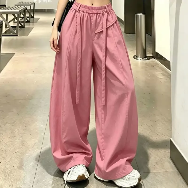 Pink Wide Leg Harem Pants With Drawstring Waist Loose Fit Casual Streetwear Style Full Length Women's Bottoms
Pink Wide Leg Harem Pants With Drawstring Waist Loose Fit Casual Streetwear Style Full Length Women's Bottoms