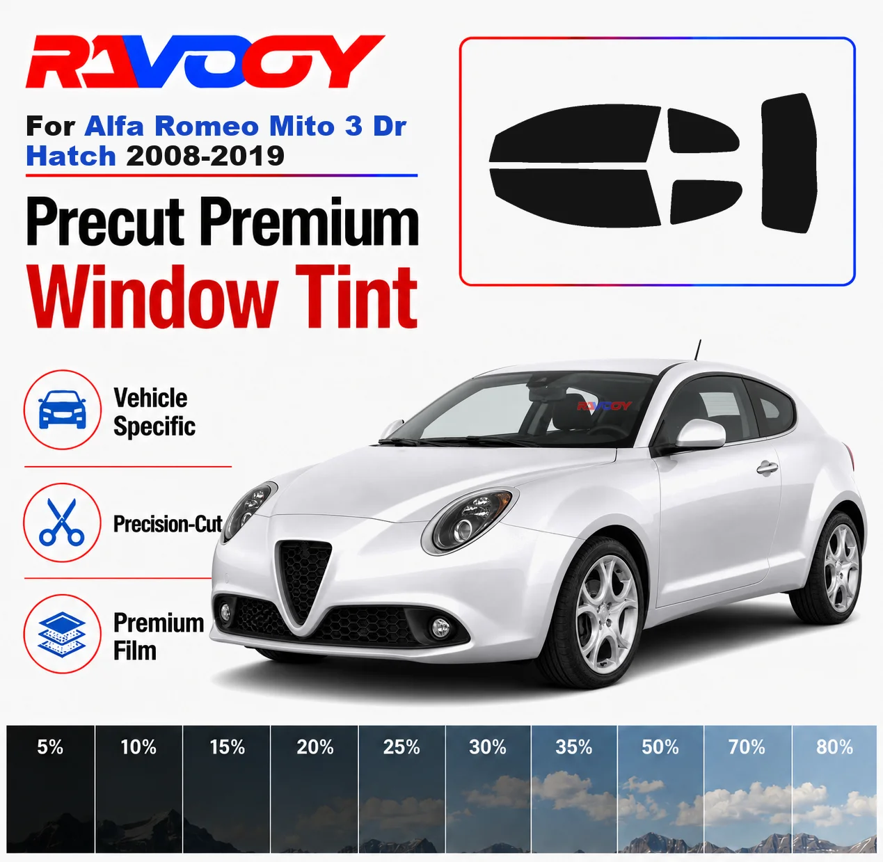 Premium Precut Window Tint Kit Front Rear Windows Rear Windshield For Alfa Romeo Mito 3 Dr Hatch 2008-2019 Nano Ceramic Film
Premium Precut Window Tint Kit Front Rear Windows Rear Windshield For Alfa Romeo Mito 3 Dr Hatch 2008-2019 Nano Ceramic Film