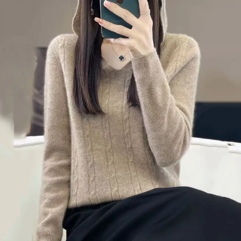 Fall/Winter New Wool Knitted Long Sleeve Hooded Knitted Loose Slim Bottom Sweater Top
Fall/Winter New Wool Knitted Long Sleeve Hooded Knitted Loose Slim Bottom Sweater Top