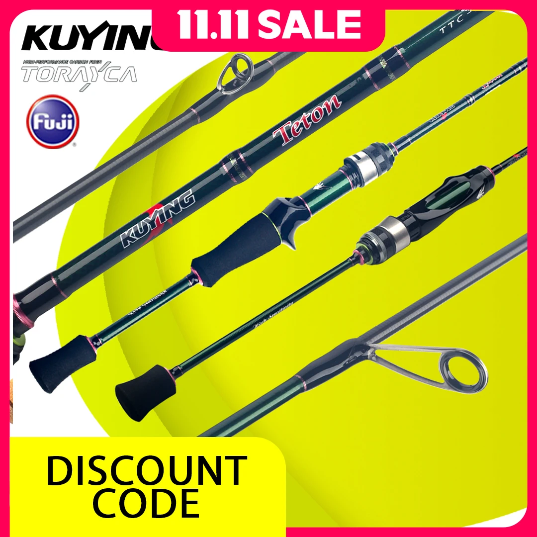 KUYING TETON Baitcast Fishing Rod 5'10" Fast Action Carbon FUJI Guides | 1-8lb Line, 1/8-1/4oz Lure Weight | River Trout/Panfish
KUYING TETON Baitcast Fishing Rod 5'10" Fast Action Carbon FUJI Guides | 1-8lb Line, 1/8-1/4oz Lure Weight | River Trout/Panfish
