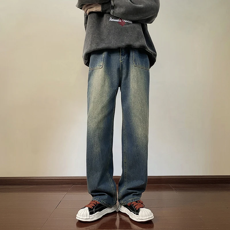 Retro Distressed Straight Leg Men's Jeans Original Vintage Loose Drapey Wide Leg Long Trousers Casual Youth Trend Autumn Wear
Retro Distressed Straight Leg Men's Jeans Original Vintage Loose Drapey Wide Leg Long Trousers Casual Youth Trend Autumn Wear