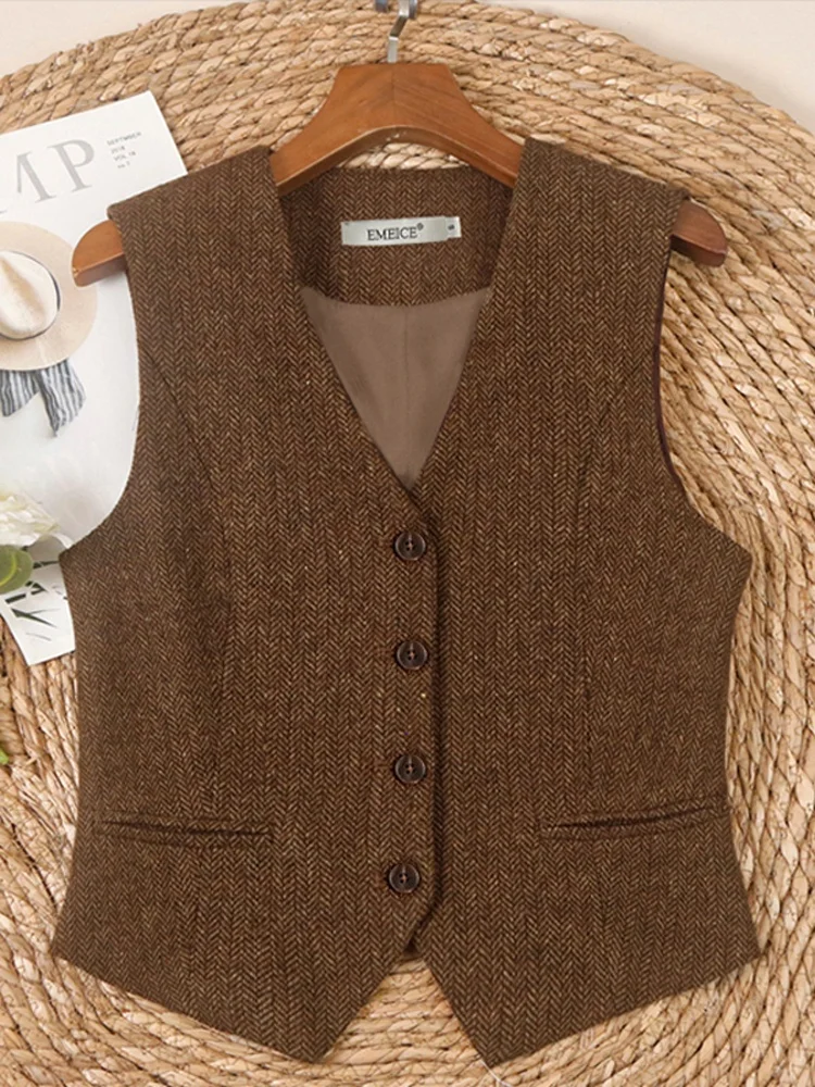 Qingdao Brand Vintage Woolen Vest Women's Svel Suit Sle Bal Tank Top Regular Fit ort Length Single Button
Qingdao Brand Vintage Woolen Vest Women's Svel Suit Sle Bal Tank Top Regular Fit ort Length Single Button