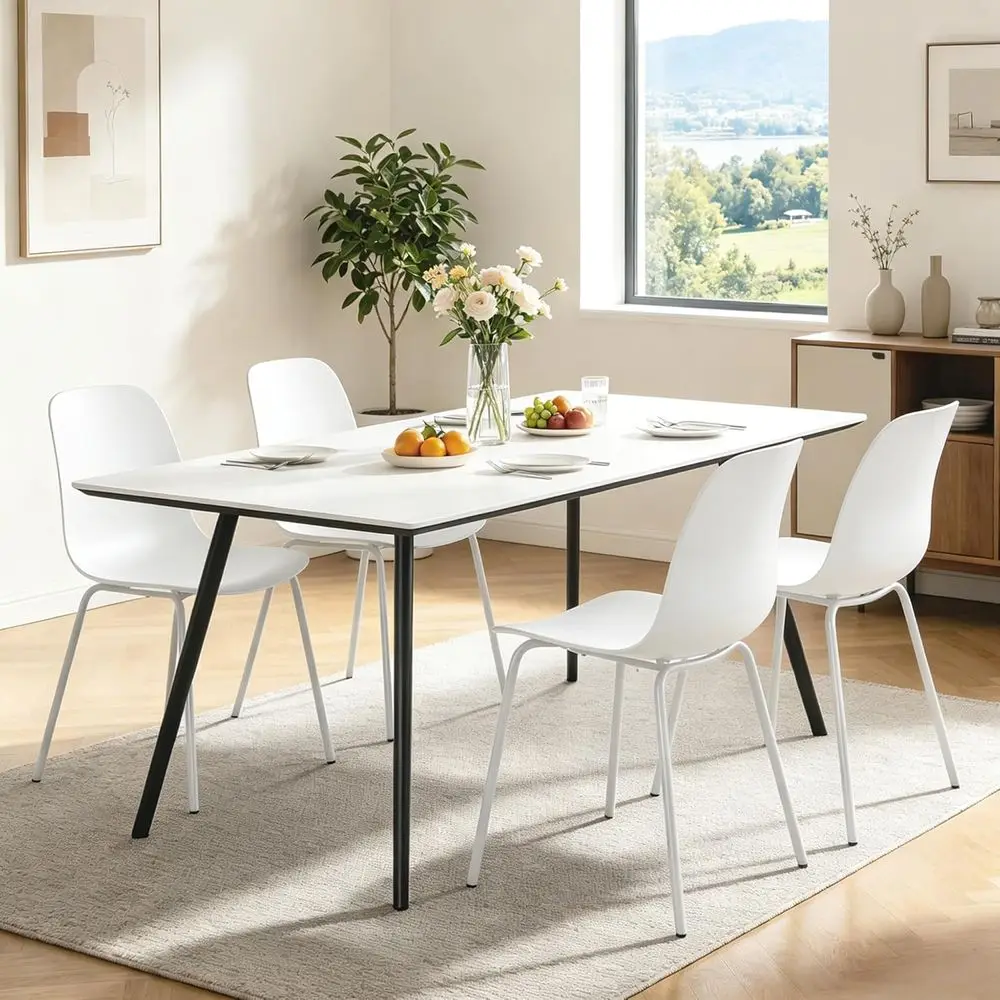 Set of 4 Waterproof Plastic Dining Chairs with Metal Legs, Suitable for Kitchen, Dining Room, and Outdoor Use
Set of 4 Waterproof Plastic Dining Chairs with Metal Legs, Suitable for Kitchen, Dining Room, and Outdoor Use
